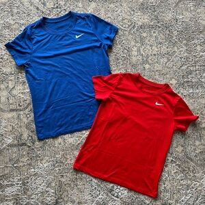 Women’s Nike Dry Fit Short Sleeve Tees in Blue and Red